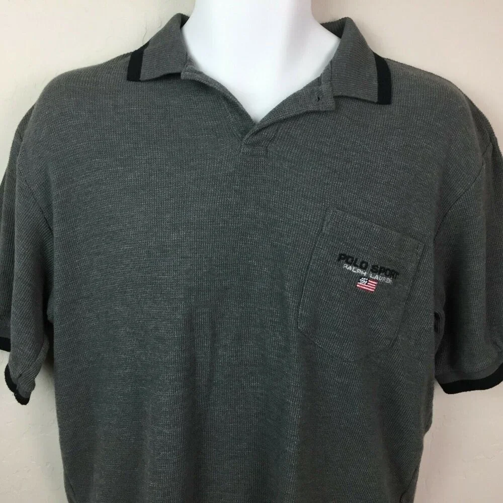 Polo Sport Ralph Lauren Mens Gray Short Sleeve Polo Shirt Size Medium